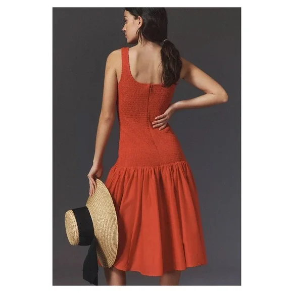 Hutch Anthropologie Red Sleeveless Smocked Drop Waist Midi Dress Women's  Medium - threedaughtersproperties.com